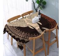 UREJD Tablecloth Stain Resistant 152x228 cm Rectangular Tablecloth Waterproof Decorative for Birthday Party Kitchen Dining Room,Mandala bohémien raffigurante un elefante con ritratto stilizzato di el
