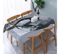 UREJD Tablecloth Stain Resistant 152x228 cm Rectangular Tablecloth Waterproof Decorative for Birthday Party Kitchen Dining Room,Sul freddo fiume di Xiaomuqiao, la mattina presto d'inverno