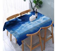 UREJD Tablecloth Stain Resistant 152x228 cm Rectangular Tablecloth Waterproof Decorative for Birthday Party Kitchen Dining Room,Una scena tranquilla della luna piena sopra le nuvole, riflessa sul cal