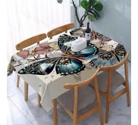UREJD Tablecloth Stain Resistant 152x228 cm Rectangular Tablecloth Waterproof Decorative for Birthday Party Kitchen Dining Room,Farfalle e orchidee, splendide orchidee, farfalle colorate, rendering a