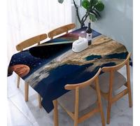 UREJD Tablecloth Stain Resistant 152x228 cm Rectangular Tablecloth Waterproof Decorative for Birthday Party Kitchen Dining Room,Astrologia Astronomia Terra Spazio Sistema solare Creazione Saturno Pia