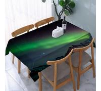 UREJD Tablecloth Stain Resistant 152x228 cm Rectangular Tablecloth Waterproof Decorative for Birthday Party Kitchen Dining Room,L'affascinante aurora boreale sulla neve - Montagne innevate sotto un c