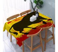 UREJD Tablecloth Stain Resistant 152x228 cm Rectangular Tablecloth Waterproof Decorative for Birthday Party Kitchen Dining Room,Spagnolo - Silhouette di toro ispirata alla bandiera, cultura della cor