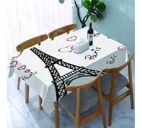 UREJD Tablecloth Stain Resistant 152x228 cm Rectangular Tablecloth Waterproof Decorative for Birthday Party Kitchen Dining Room,Parigi Set Torre Eiffel, Eiffel Parigi è sempre una buona idea Luoghi t