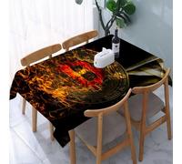 UREJD Tablecloth Stain Resistant 152x228 cm Rectangular Tablecloth Waterproof Decorative for Birthday Party Kitchen Dining Room,Bitcoin, simbolo delle criptovalute che brucia tra le me e banconote