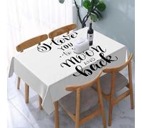 UREJD Tablecloth Stain Resistant 152x228 cm Rectangular Tablecloth Waterproof Decorative for Birthday Party Kitchen Dining Room,ti amo fino alla luna e ritorno, citazione scritta a mano in calligrafi
