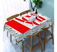 UREJD Tablecloth Stain Resistant 152x228 cm Rectangular Tablecloth Waterproof Decorative for Birthday Party Kitchen Dining Room,Ti amo, Giornale stilizzato Parole contemporanee di San Valentino inter