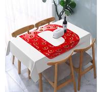 UREJD Tablecloth Stain Resistant 152x228 cm Rectangular Tablecloth Waterproof Decorative for Birthday Party Kitchen Dining Room,Lettera D, D maiuscola con disegno di una fragola matura