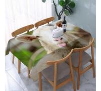 UREJD Tablecloth Stain Resistant 152x228 cm Rectangular Tablecloth Waterproof Decorative for Birthday Party Kitchen Dining Room,Una pecora allegra che tira fuori la lingua e cattura una scena spontan