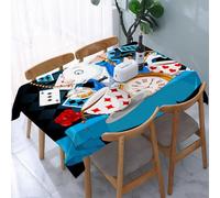 UREJD Tablecloth Stain Resistant 152x228 cm Rectangular Tablecloth Waterproof Decorative for Birthday Party Kitchen Dining Room,Arte, conigli in un ambiente misterioso, orologi e carte da gioco, circ
