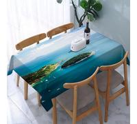 UREJD Tablecloth Stain Resistant 152x228 cm Rectangular Tablecloth Waterproof Decorative for Birthday Party Kitchen Dining Room,Isola di Koh Kaeo nell'oceano con barche che galleggiano vicino alla ri