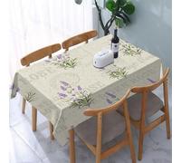 UREJD Tablecloth Stain Resistant 152x228 cm Rectangular Tablecloth Waterproof Decorative for Birthday Party Kitchen Dining Room,Lavanda, motivo grunge vintage con bouquet di erbe sbiadite e testi