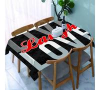 UREJD Tablecloth Stain Resistant 152x228 cm Rectangular Tablecloth Waterproof Decorative for Birthday Party Kitchen Dining Room,Vivi, ridi, ama, diverse parole di saggezza scritte in stile vittoriano