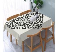 UREJD Tablecloth Stain Resistant 152x228 cm Rectangular Tablecloth Waterproof Decorative for Birthday Party Kitchen Dining Room,Bacio, motivo a pelle di leopardo selvatico a forma di cuore e un Ki