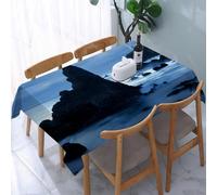 UREJD Tablecloth Stain Resistant 152x228 cm Rectangular Tablecloth Waterproof Decorative for Birthday Party Kitchen Dining Room,Vista sull'oceano, un faro che brilla verso il cielo scuro, in piedi su