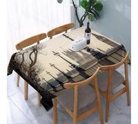 UREJD Tablecloth Stain Resistant 152x228 cm Rectangular Tablecloth Waterproof Decorative for Birthday Party Kitchen Dining Room,Londra, Big Ben e Houses of Parliament sul lungofiume con lanterne retr