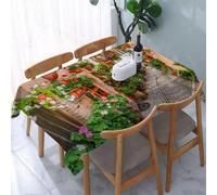 UREJD Tablecloth Stain Resistant 152x228 cm Rectangular Tablecloth Waterproof Decorative for Birthday Party Kitchen Dining Room,Un affascinante vicolo acciottolato con vasi di fiori colorati, strade