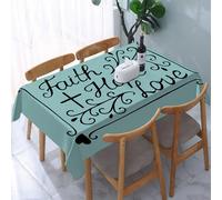 UREJD Tablecloth Stain Resistant 152x228 cm Rectangular Tablecloth Waterproof Decorative for Birthday Party Kitchen Dining Room,Una frase decorativa dell'alfabeto fede + speranza + amore, su uno sf