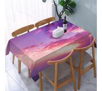 UREJD Tablecloth Stain Resistant 152x228 cm Rectangular Tablecloth Waterproof Decorative for Birthday Party Kitchen Dining Room,Mare, colori al tramonto - Cielo pieno, tramonto, cielo rosa, cielo col