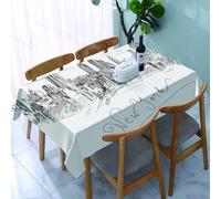 UREJD Tablecloth Stain Resistant 152x228 cm Rectangular Tablecloth Waterproof Decorative for Birthday Party Kitchen Dining Room,New York, paesaggio urbano di New York disegnato a mano turismo viag (2