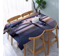 UREJD Tablecloth Stain Resistant 152x228 cm Rectangular Tablecloth Waterproof Decorative for Birthday Party Kitchen Dining Room,San Pietroburgo. Russia. Ponte di Pietro il Grande al tramonto. I ponti