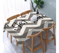 UREJD Tablecloth Stain Resistant 152x228 cm Rectangular Tablecloth Waterproof Decorative for Birthday Party Kitchen Dining Room,Con la frase nudo, sfondo alla moda a zig zag e testo in grassetto n