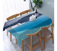 UREJD Tablecloth Stain Resistant 152x228 cm Rectangular Tablecloth Waterproof Decorative for Birthday Party Kitchen Dining Room,Piscina di un resort di lusso a Santorini, Grecia Panorama Mediterraneo