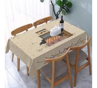 UREJD Tablecloth Stain Resistant 152x228 cm Rectangular Tablecloth Waterproof Decorative for Birthday Party Kitchen Dining Room,Cuore Primitivo Fede Famiglia Amici Paese Pip Berry Casetta per uccelli