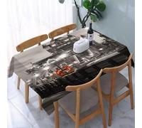 UREJD Tablecloth Stain Resistant 152x228 cm Rectangular Tablecloth Waterproof Decorative for Birthday Party Kitchen Dining Room,Tower Bridge a tema londinese in bianco e nero nel famoso