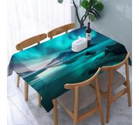 UREJD Tablecloth Stain Resistant 152x228 cm Rectangular Tablecloth Waterproof Decorative for Birthday Party Kitchen Dining Room,Aurora boreale. Aurora boreale nelle isole Lofoten, Norvegia. Cielo con