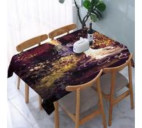 UREJD Tablecloth Stain Resistant 152x228 cm Rectangular Tablecloth Waterproof Decorative for Birthday Party Kitchen Dining Room,Paesaggio misterioso, figure bianche e luminose in un ambiente fantasti