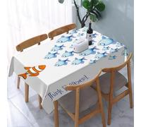 UREJD Tablecloth Stain Resistant 152x228 cm Rectangular Tablecloth Waterproof Decorative for Birthday Party Kitchen Dining Room,Citazione, citazione con un pesce estraneo contro tutti gli altri