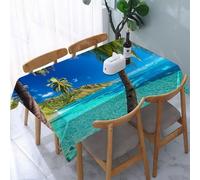 UREJD Tablecloth Stain Resistant 152x228 cm Rectangular Tablecloth Waterproof Decorative for Birthday Party Kitchen Dining Room,Palme su una spiaggia tropicale con un mare blu sull'isola di Moorea Ta