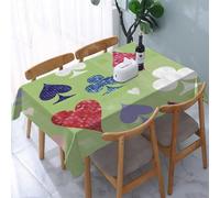 UREJD Tablecloth Stain Resistant 152x228 cm Rectangular Tablecloth Waterproof Decorative for Birthday Party Kitchen Dining Room,Carte, semi inchiodati e motivi a forma di cuore, modalità di gioco - p
