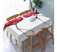 UREJD Tablecloth Stain Resistant 152x228 cm Rectangular Tablecloth Waterproof Decorative for Birthday Party Kitchen Dining Room,Animali, una coppia di fenicotteri rosa in piedi in acque poco profonde