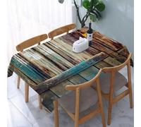 UREJD Tablecloth Stain Resistant 152x228 cm Rectangular Tablecloth Waterproof Decorative for Birthday Party Kitchen Dining Room,Sfondo rustico e invecchiato con porta di capannone con dettagli di col