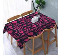 UREJD Tablecloth Stain Resistant 152x228 cm Rectangular Tablecloth Waterproof Decorative for Birthday Party Kitchen Dining Room,Ti amo, motivo romantico con forme di cuore e citazione
