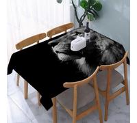 UREJD Tablecloth Stain Resistant 152x228 cm Rectangular Tablecloth Waterproof Decorative for Birthday Party Kitchen Dining Room,Animali, lo sguardo contemplativo del leone alza la testa, evidenziando