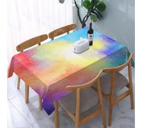 UREJD Tablecloth Stain Resistant 152x228 cm Rectangular Tablecloth Waterproof Decorative for Birthday Party Kitchen Dining Room,Arte, vivido mix di colori arcobaleno e punti scintillanti, che creano