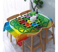 UREJD Tablecloth Stain Resistant 152x228 cm Rectangular Tablecloth Waterproof Decorative for Birthday Party Kitchen Dining Room,Geometria sacra, variazioni del simbolo del fiore della vita