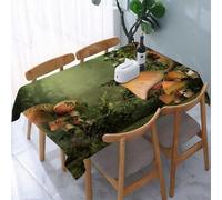 UREJD Tablecloth Stain Resistant 152x228 cm Rectangular Tablecloth Waterproof Decorative for Birthday Party Kitchen Dining Room,Bosco dei funghi, un angolo di foresta verde e lussureggiante con enorm