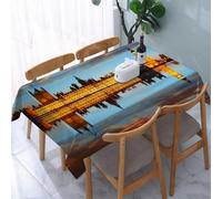 UREJD Tablecloth Stain Resistant 152x228 cm Rectangular Tablecloth Waterproof Decorative for Birthday Party Kitchen Dining Room,Londra, magnifica scena dal Big Ben Westminster, notte nuvolosa, immagi