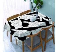 UREJD Tablecloth Stain Resistant 152x228 cm Rectangular Tablecloth Waterproof Decorative for Birthday Party Kitchen Dining Room,Modello di mani rock rock metal rock and roll musica stile sfondo bianc