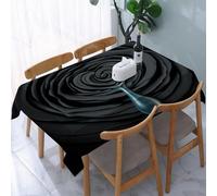 UREJD Tablecloth Stain Resistant 152x228 cm Rectangular Tablecloth Waterproof Decorative for Birthday Party Kitchen Dining Room,Concetto di rosa triste come un fiore nero scuro a forma di cuore che p