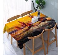 UREJD Tablecloth Stain Resistant 152x228 cm Rectangular Tablecloth Waterproof Decorative for Birthday Party Kitchen Dining Room,Arancione nautico, barche a vela e navi che navigano tra le onde con ef