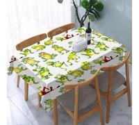 UREJD Tablecloth Stain Resistant 152x228 cm Rectangular Tablecloth Waterproof Decorative for Birthday Party Kitchen Dining Room,Asilo, rane in diverse posizioni divertenti felici carine A1