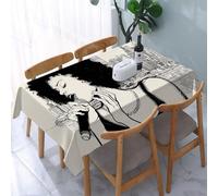 UREJD Tablecloth Stain Resistant 152x228 cm Rectangular Tablecloth Waterproof Decorative for Birthday Party Kitchen Dining Room,Ragazza di musica jazz americana che si esibisce davanti all'illustrazi