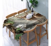 UREJD Tablecloth Stain Resistant 152x228 cm Rectangular Tablecloth Waterproof Decorative for Birthday Party Kitchen Dining Room,Animali, una coppia di cervi in piedi tra gli alberi autunnali, che ema