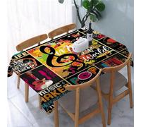 UREJD Tablecloth Stain Resistant 152x228 cm Rectangular Tablecloth Waterproof Decorative for Birthday Party Kitchen Dining Room,Un'ode visiva ai ritmi della vita L'arazzo melodico delle passioni musi