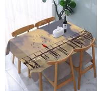 UREJD Tablecloth Stain Resistant 152x228 cm Rectangular Tablecloth Waterproof Decorative for Birthday Party Kitchen Dining Room,Ti amo, Luna Superficie Romantica Grande Amore Partner Galattici Amici